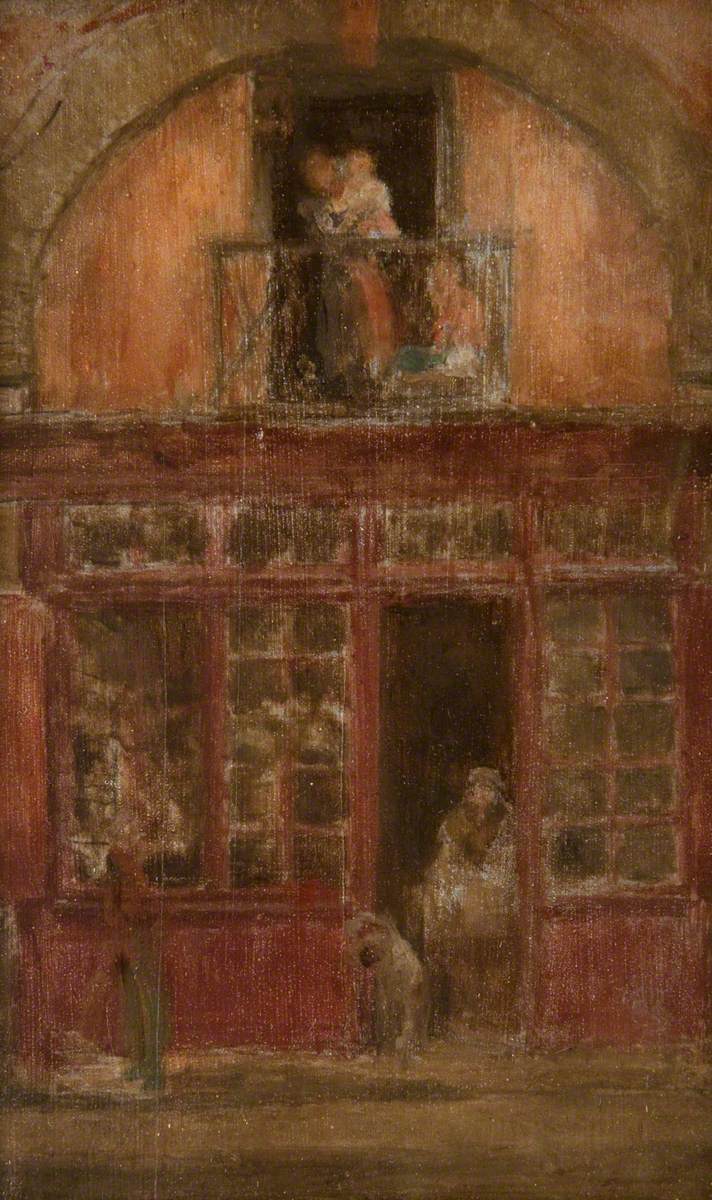 Reproduction du tableau « Une boutique avec balcon - James Abbott McNeill Whistler » par Alpha Reproduction en peinture à l’huile