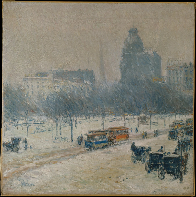 Vintern vid Union Square - Childe Hassam