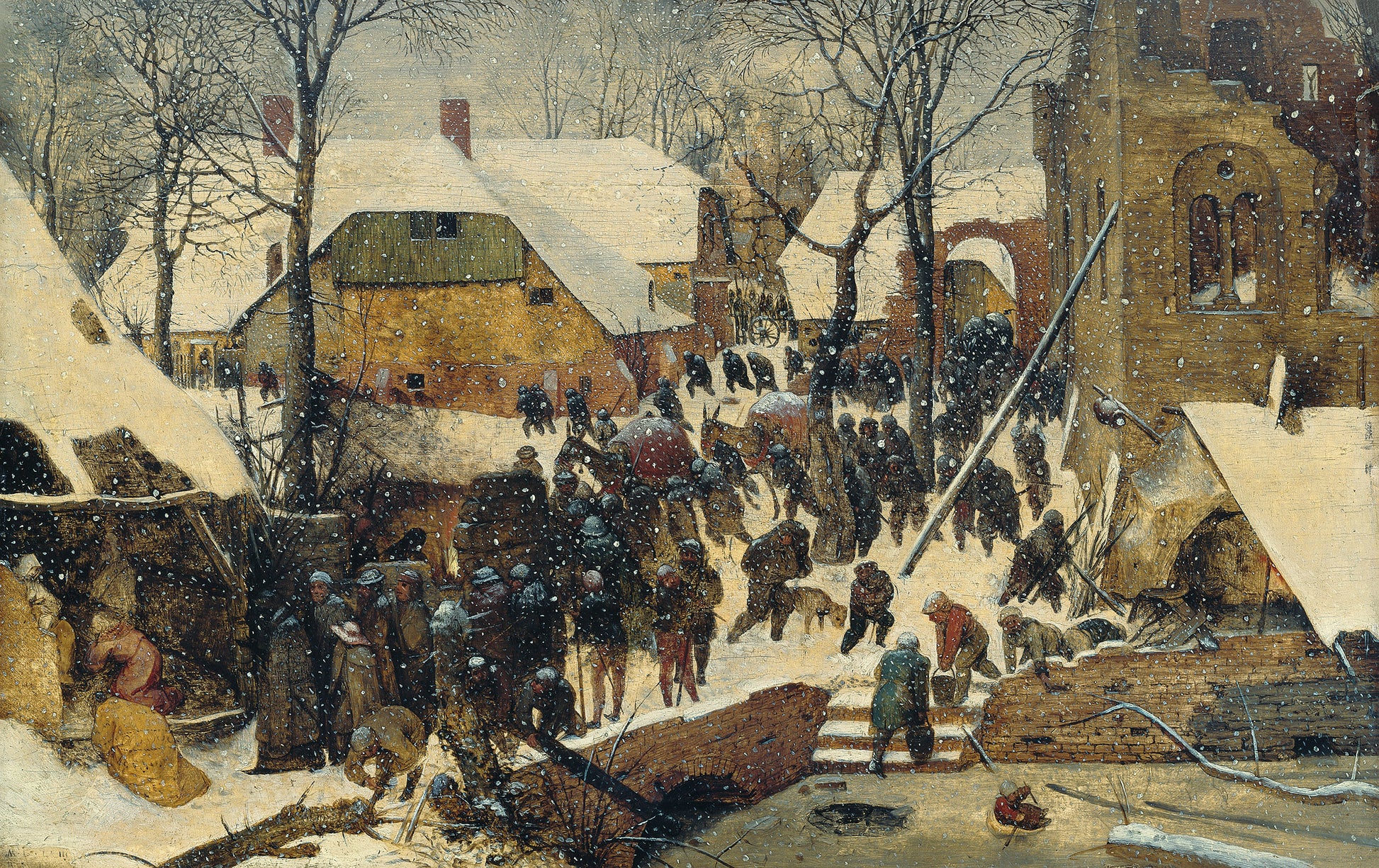 De tre vise männens tillbedjan i ett vinterlandskap - Pieter Brueghel den äldre