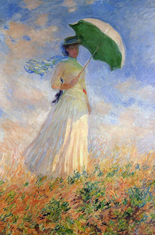 Kvinna med parasoll vänd mot höger - Claude Monet