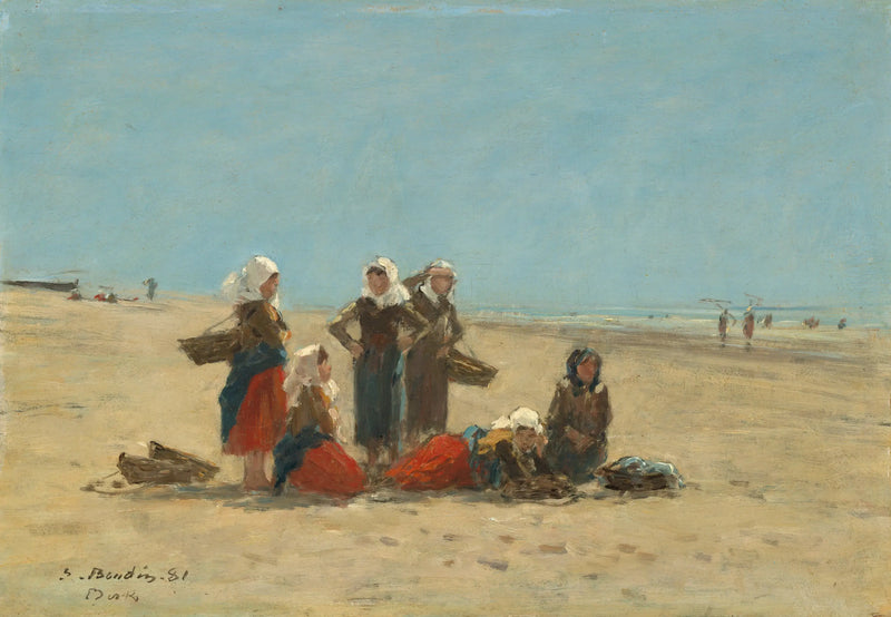 Kvinnor på stranden i Berck - Eugène Boudin