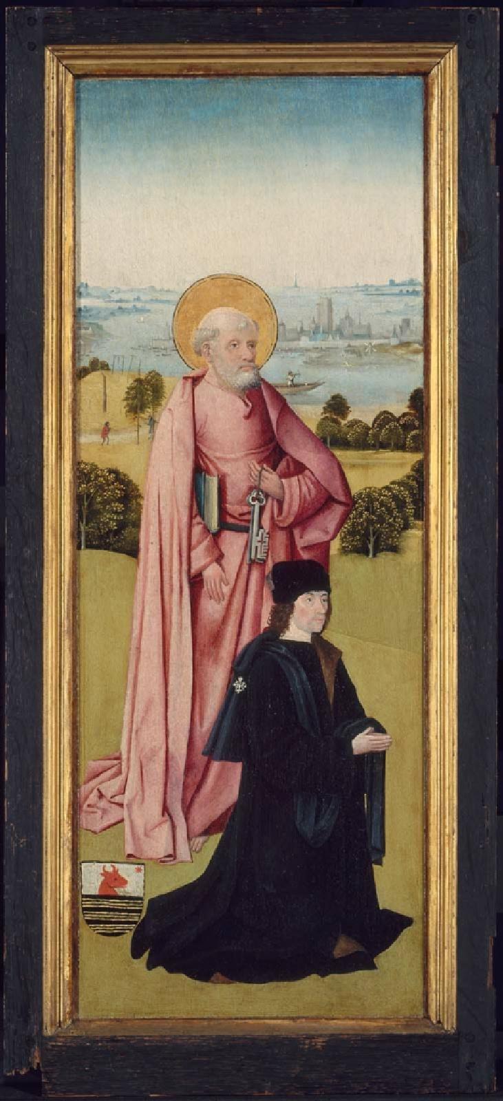 Franco van Langhel och hans söner med Sankt Johannes Döparen (yttre sidan); Pieter van Os med Sankt Petrus (inre sidan) - Hieronymus Bosch
