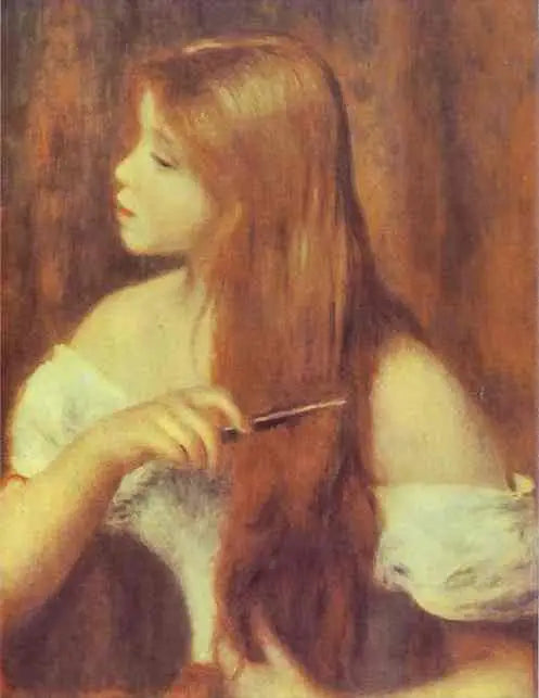 Ung kvinna som kammar sitt hår - Pierre-Auguste Renoir