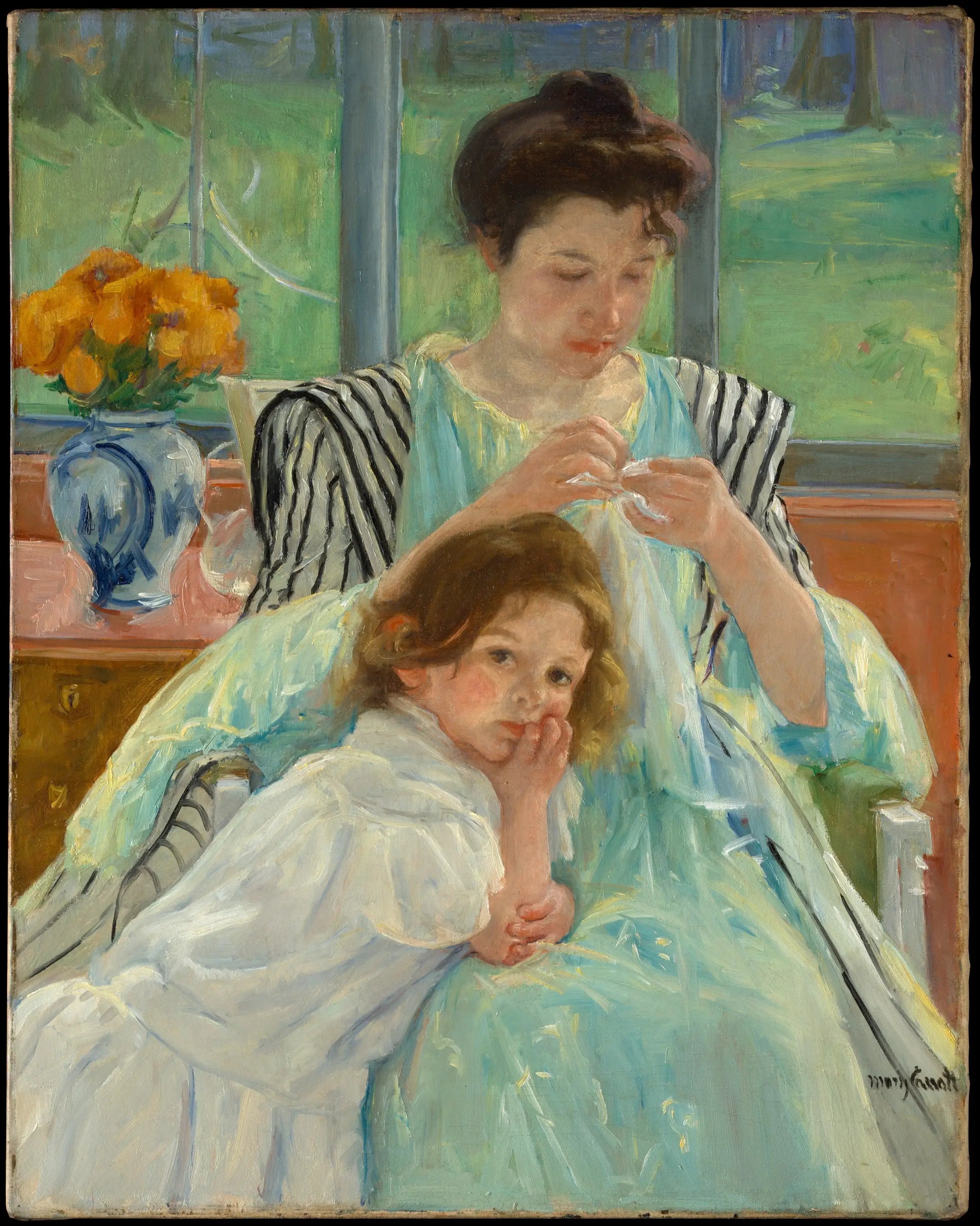 Reproduction du tableau « Jeune Mère cousine - Mary Cassatt » par Alpha Reproduction en peinture à l’huile