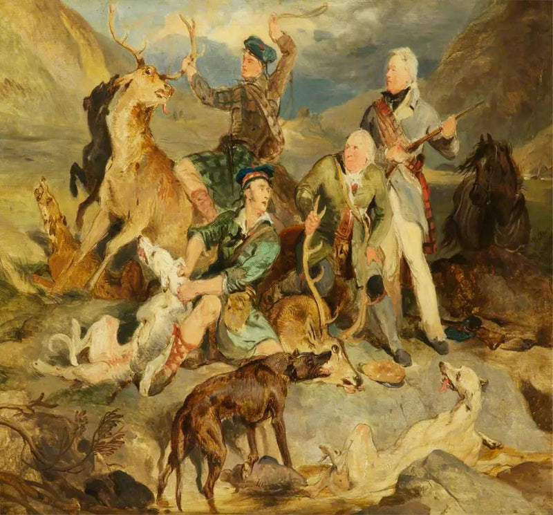 På jakt efter älgen: Hertigen av Atholl med skogvaktare - Edwin Henry Landseer
