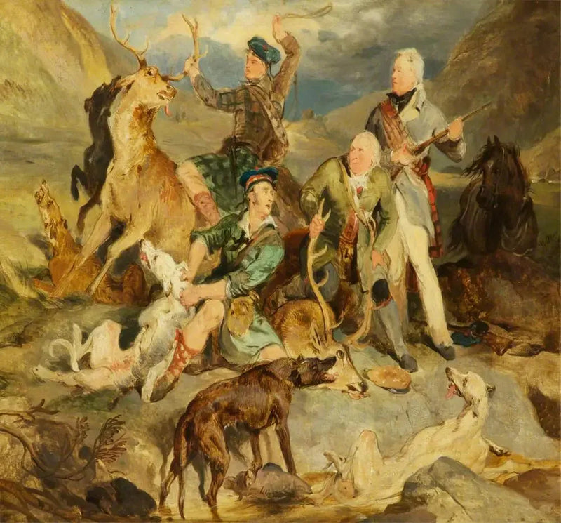 På jakt efter älgen: Hertigen av Atholl med skogvaktare - Edwin Henry Landseer
