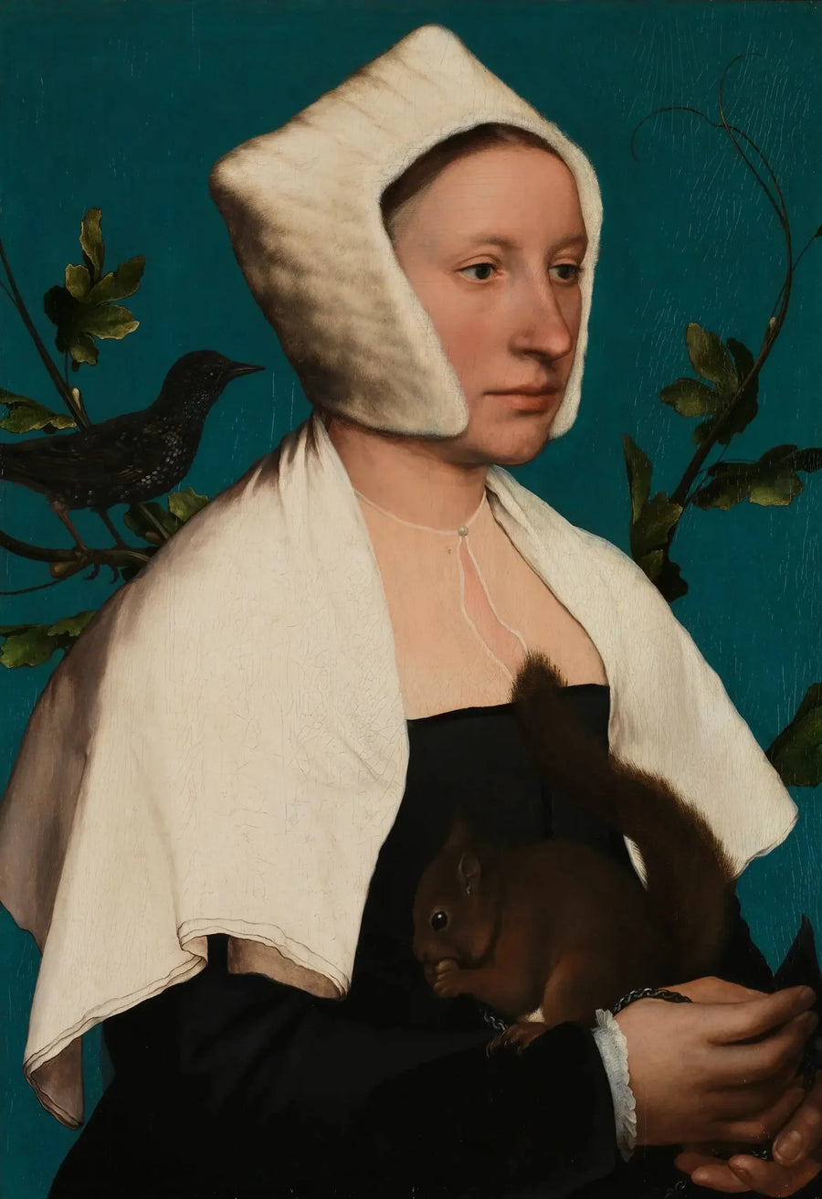 En dam med en ekorre och en star, (Anne Lovell?) - Hans Holbein den yngre