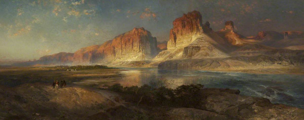À l'approche du camp, en soirée sur le haut du fleuve Colorado, Wyoming - Thomas Moran