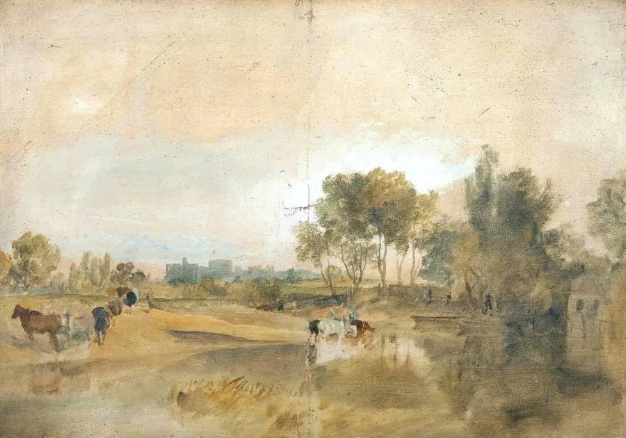 En Thames Bäck med Windsor Slott i Fjärran - J. M. W. Turner