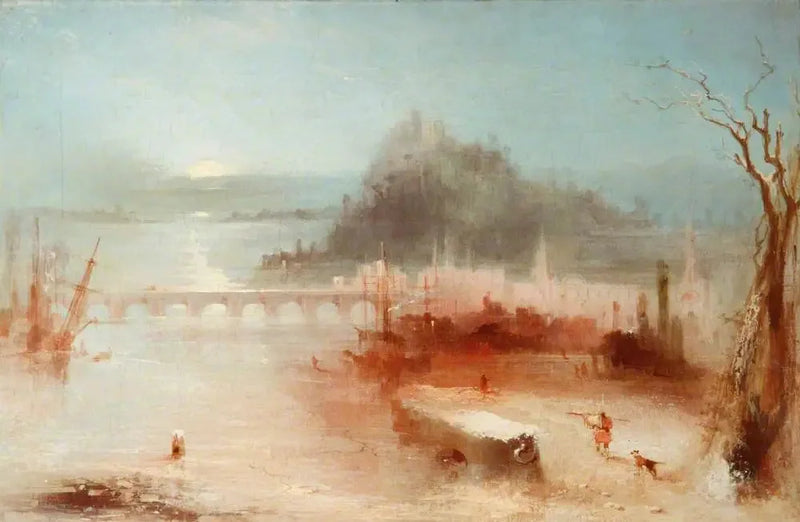 En stad vid Rhen, med en bro och ett slott på en höjd – Soluppgång - J. M. W. Turner
