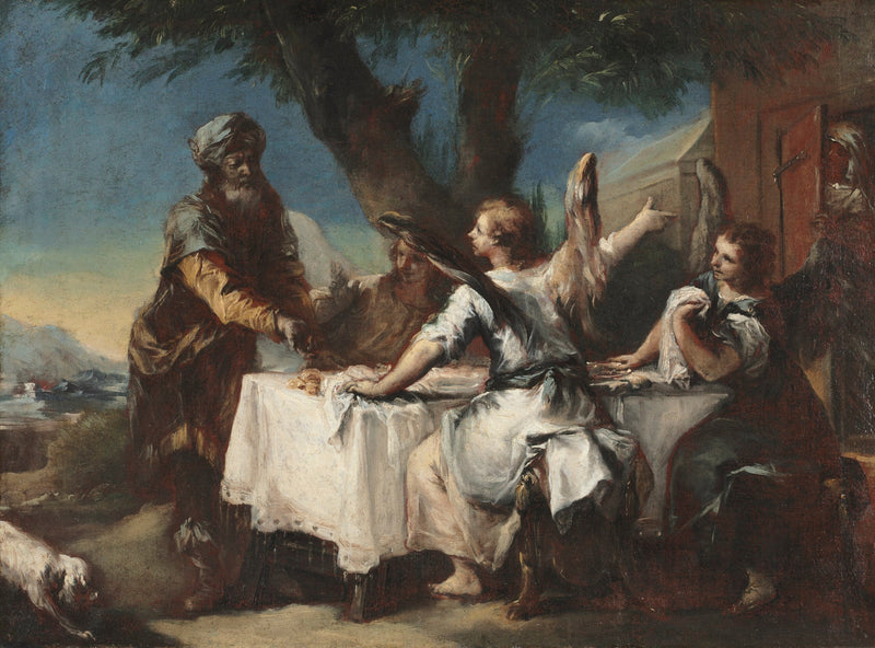 Abraham välkomnar de tre änglarna - Francesco Guardi