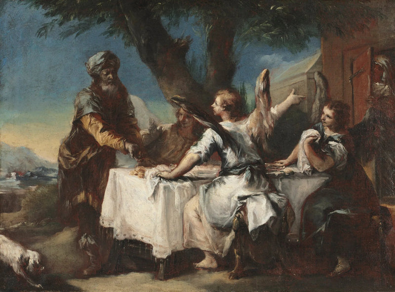 Abraham välkomnar de tre änglarna - Francesco Guardi