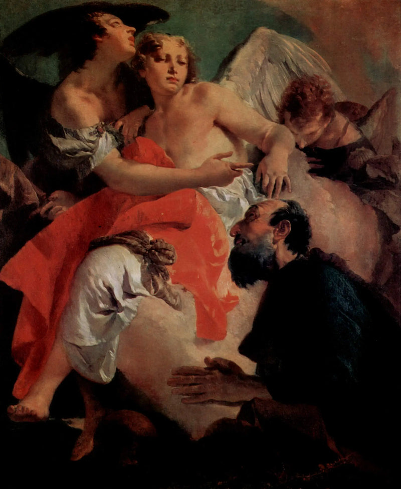 Abraham ber framför de tre änglarna - Giovanni Battista Tiepolo