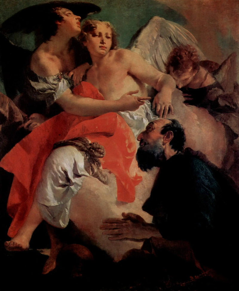 Abraham ber framför de tre änglarna - Giovanni Battista Tiepolo
