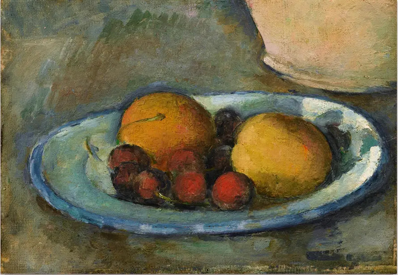 Aprikoser och körsbär på en tallrik - Paul Cézanne
