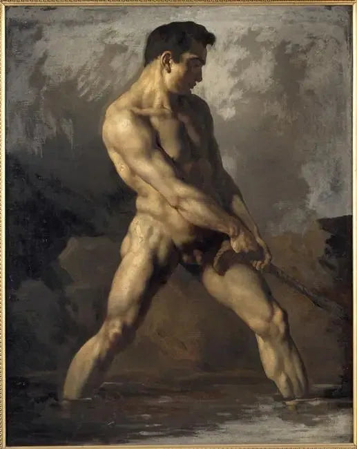 Stående man, som drar i ett rep - Théodore Géricault
