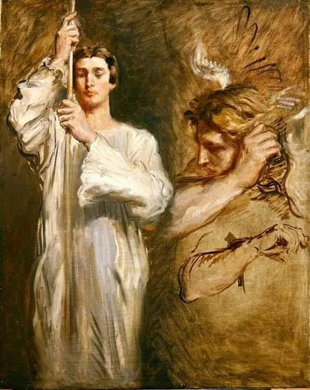 Acolyte bärande kors och ängel-figur - Théodore Chassériau