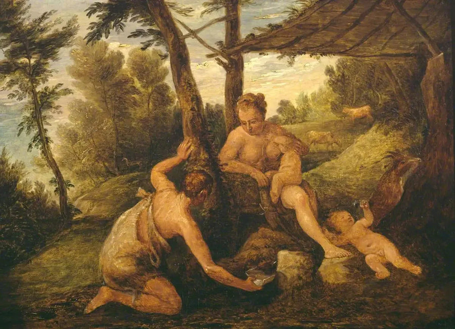 Adam och Eva efter utvisningen (efter Paolo Véronèse och hans atelier) - David Teniers den yngre