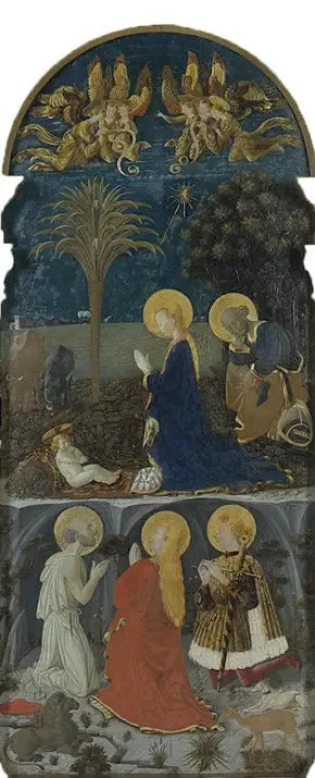 Barnets tillbedjan med helgonet Jerome, heliga Maria Magdalena och helige Eustache - Paolo Uccello
