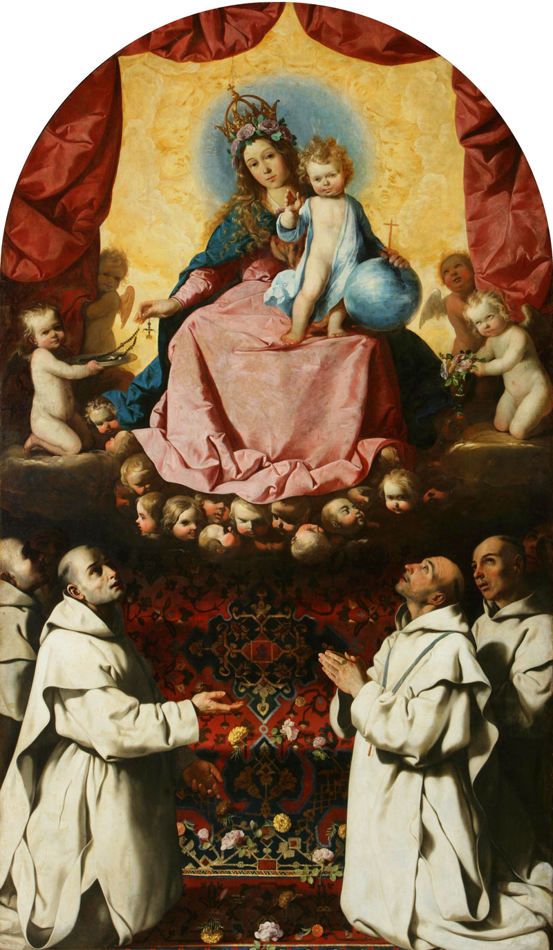 Madonna med rosenkrans av Chartreux-munkar - Francisco de Zurbarán