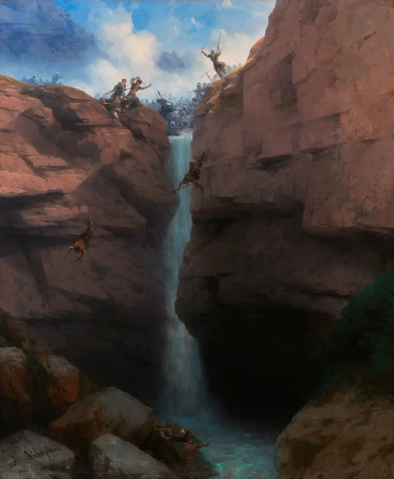 Sammandrabbningar mellan Chirvans och Mourider i Gunib - Ivan Aïvazovski