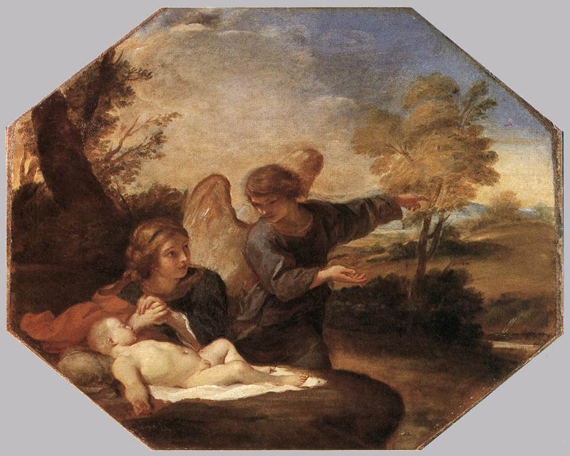 Agar och Ismaël i öknen - Andrea Sacchi