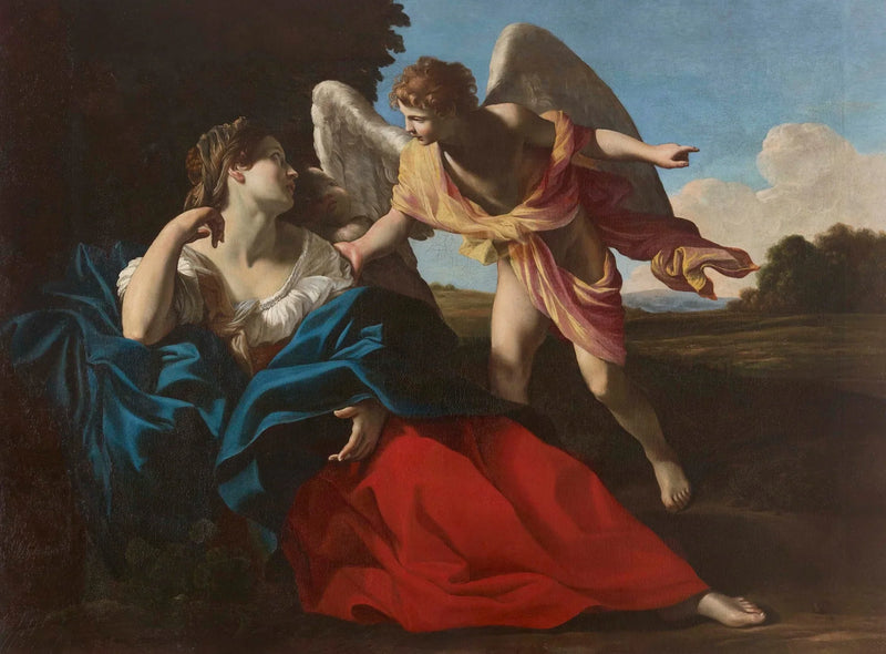 Agar räddad av ängeln i öknen - Giovanni Lanfranco