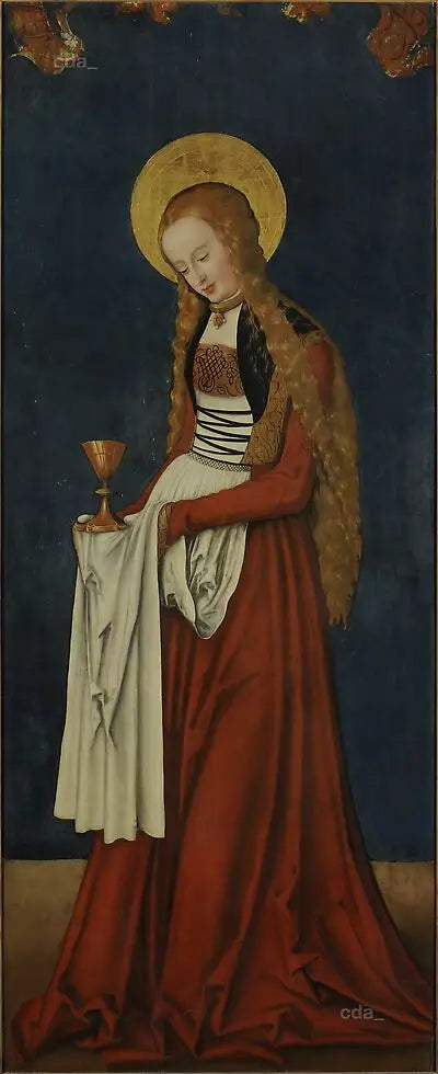 Västra altartavlans sidor av Naumbourg-katedralen [utomhus]: Sankt Barbara - Lucas Cranach den äldre