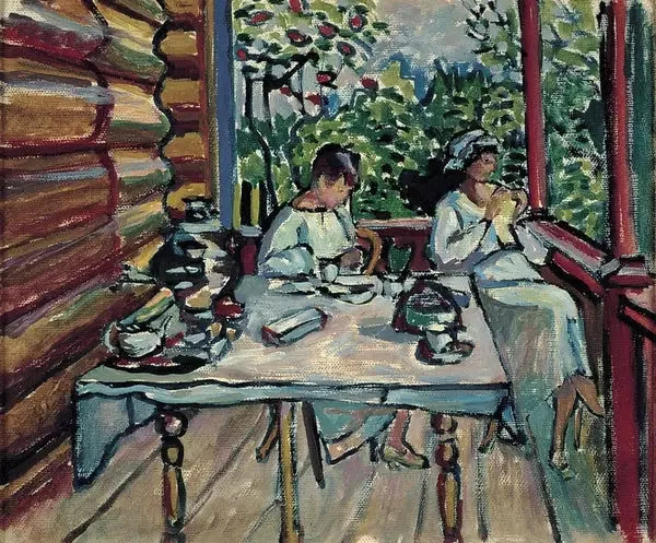 Akhtyrka, Nina och Tatiana i verandan - Vassily Kandinsky