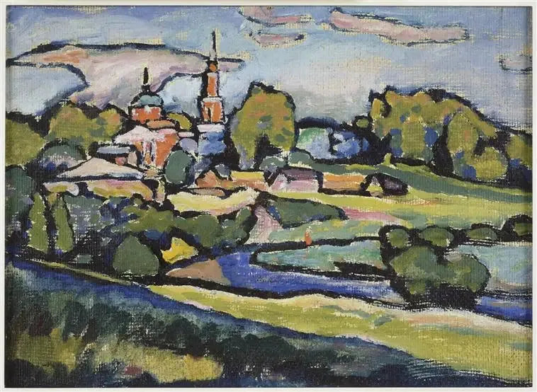 Akhtyrka, landskap med den röda kyrkan - Vassily Kandinsky