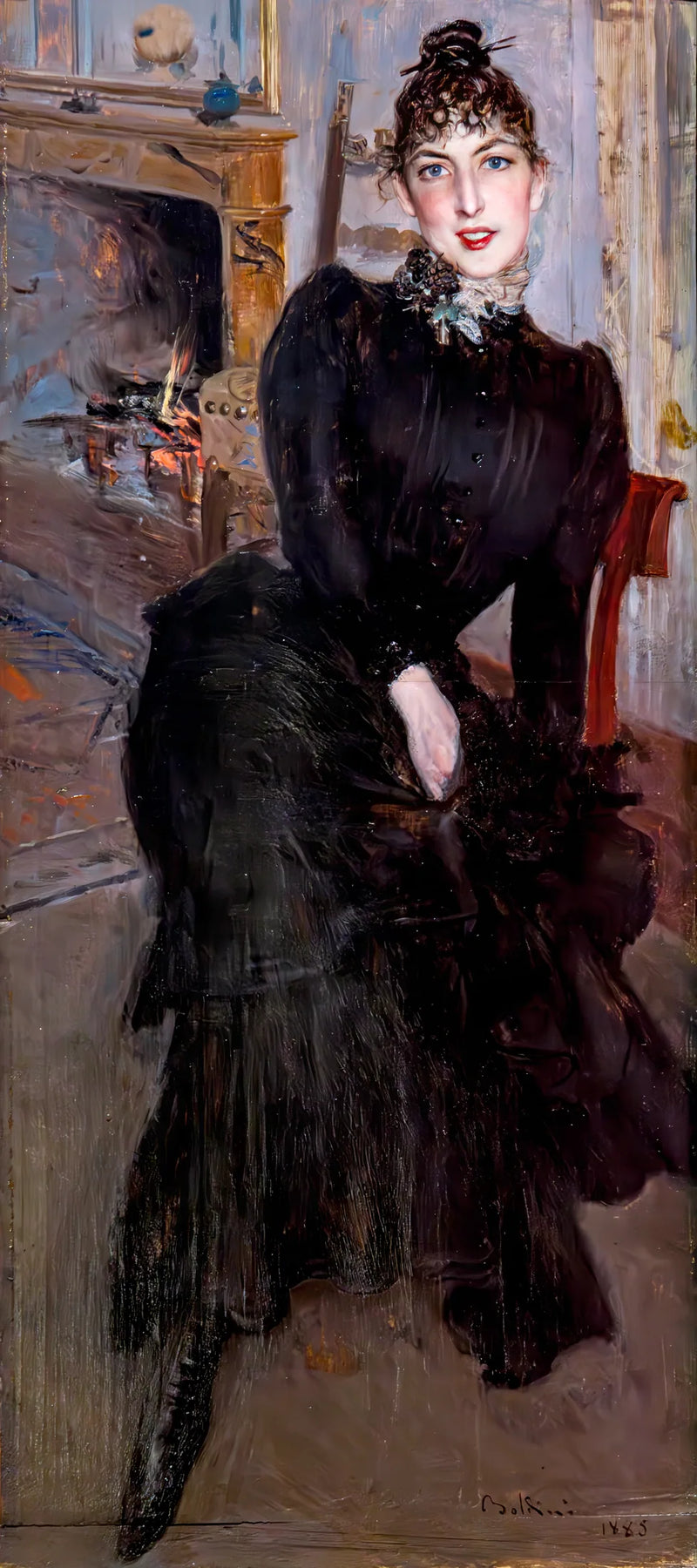 Alaide Banti vid eldstaden - Giovanni Boldini