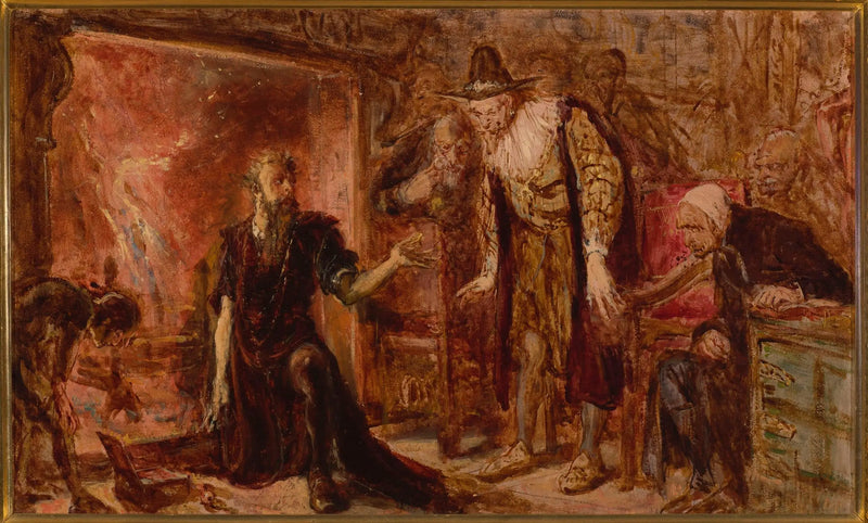Alkemist Sendivogius och Sigismond III, skiss - Jan Matejko