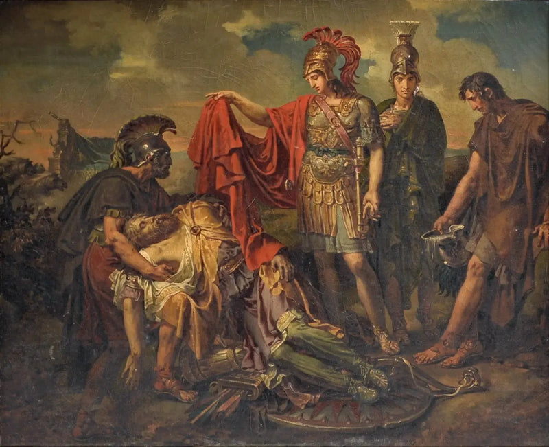Alexandre som täcker Darius kropp med sin mantel - Charles Meynier