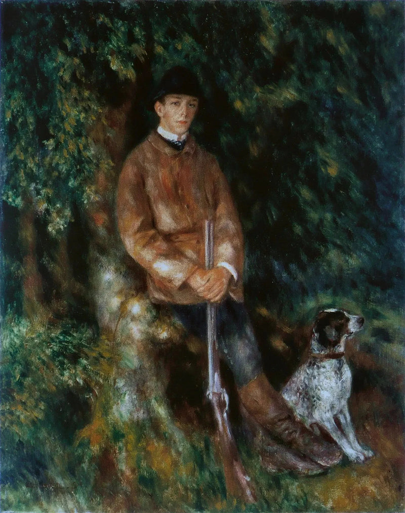 Porträtt av Alfred Bérard med sin hund - Pierre-Auguste Renoir