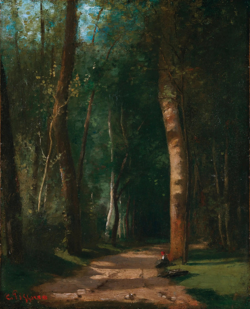 Gång i en skog - Camille Pissarro