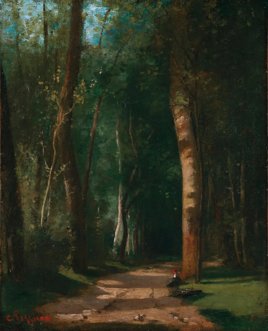 Gång i en skog - Camille Pissarro