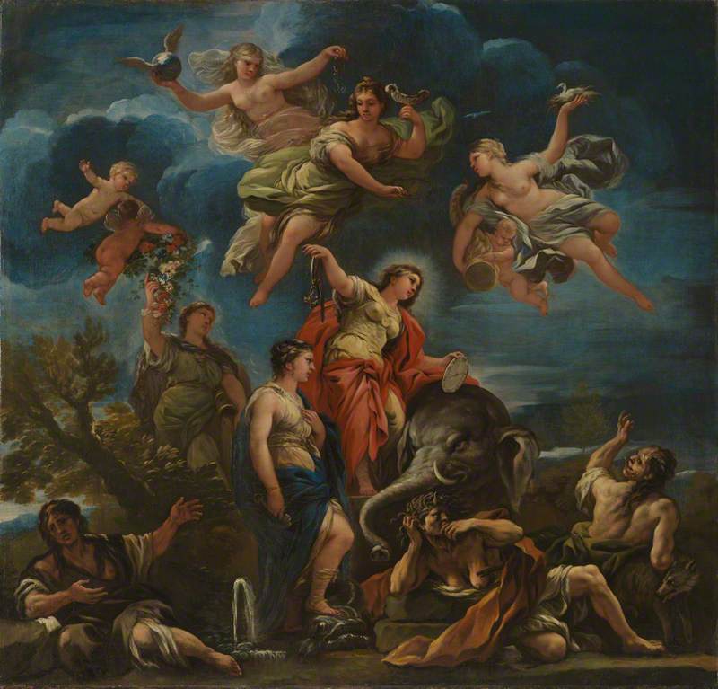Allégorie av Måttfullhet - Luca Giordano