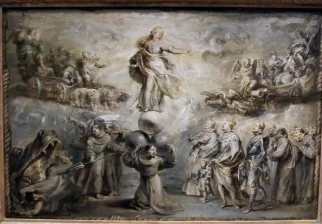 Franciskansk allegori till ära av Den obefläckade avlingen - Peter Paul Rubens