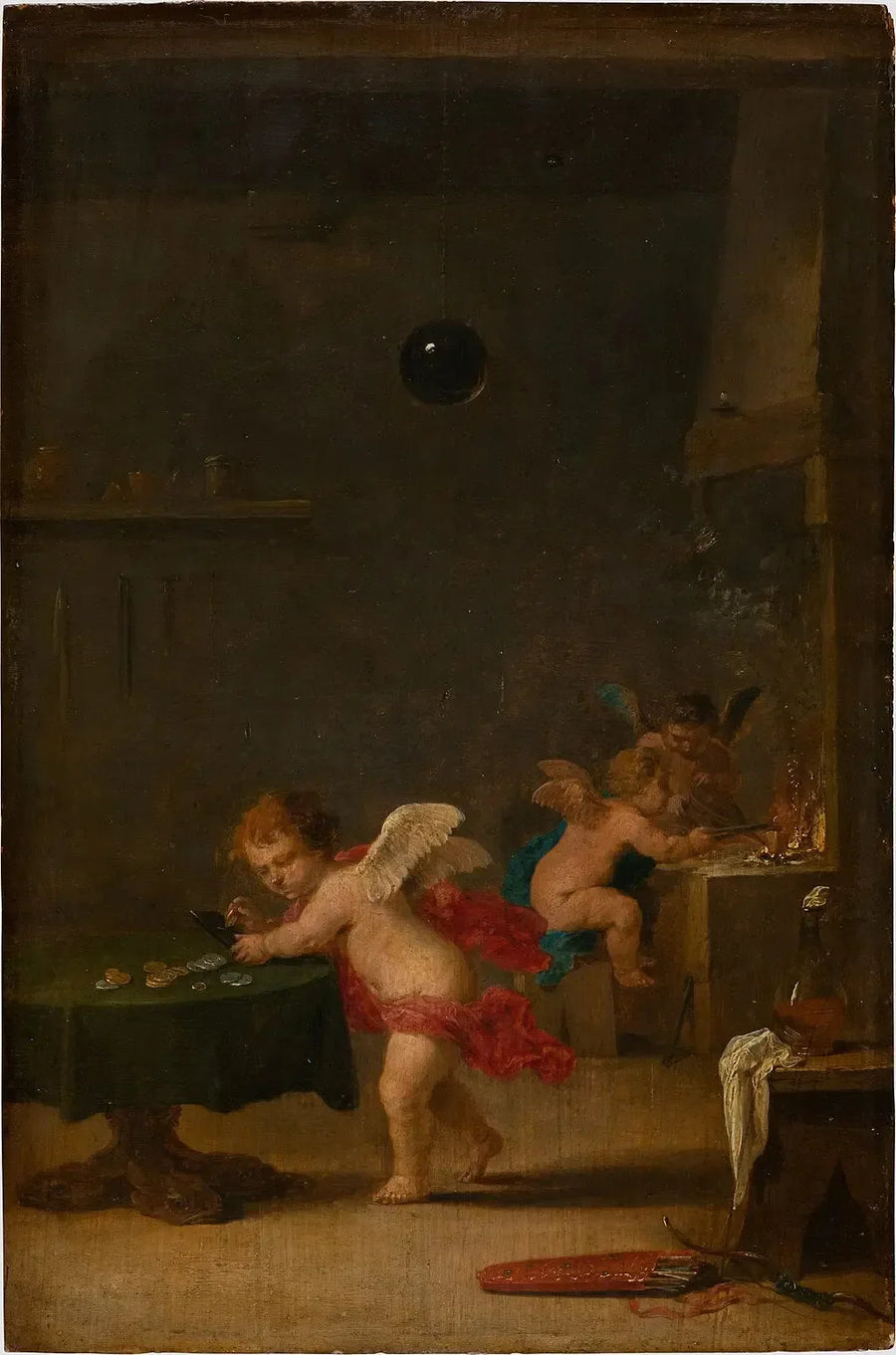 Amoretti i en alkemists verkstad - David Teniers den yngre