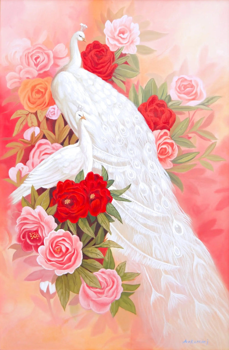 Kärlek och White Peacock | 60 x 90 cm