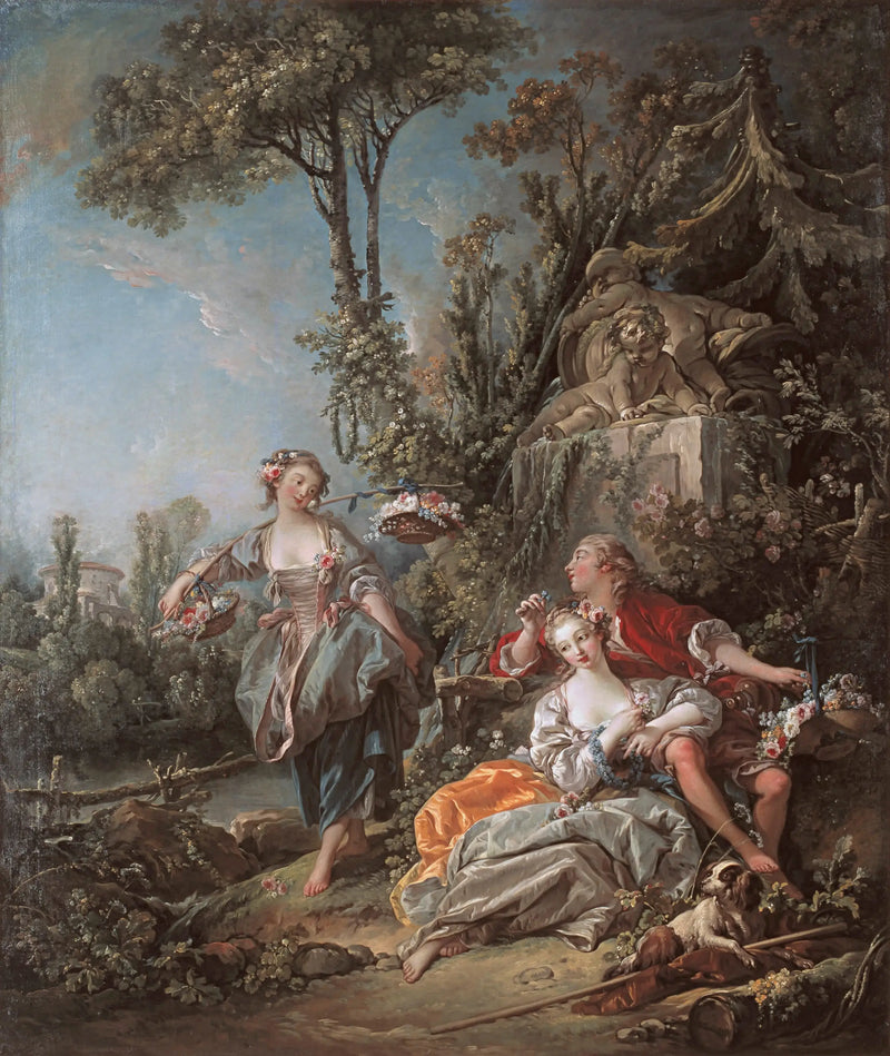 Kärlekspar i en park - François Boucher