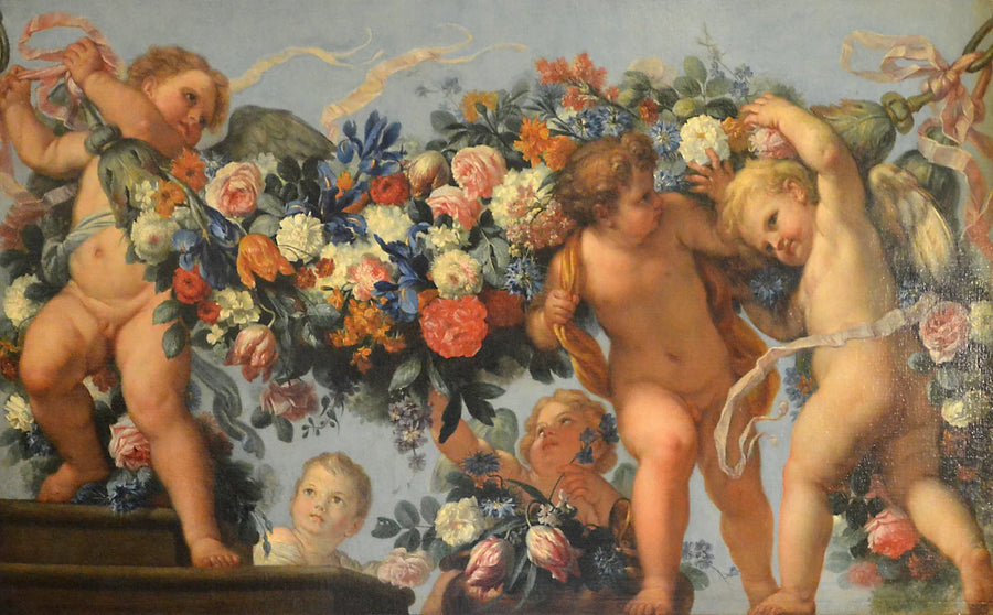 Amours et guirlande de fleurs - Carlo Maratta