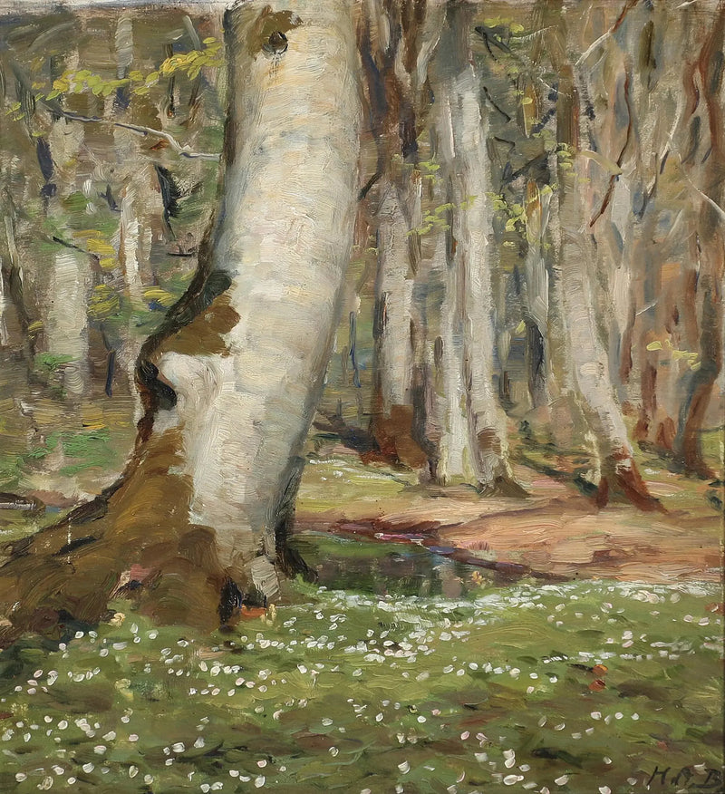 Anemoner i skogen på våren. - H. A. Brendekilde
