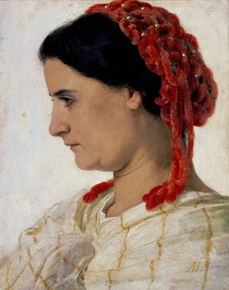 Angela Böcklin med ett rött hårnät - Arnold Böcklin