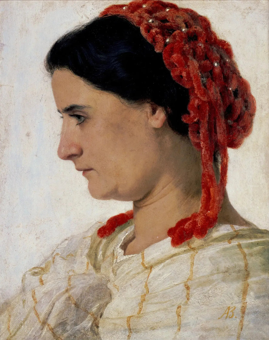 Angela Böcklin med ett rött hårnät - Arnold Böcklin