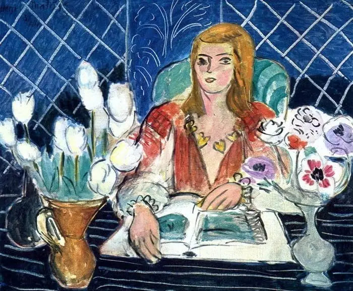 Annelies, vita tulpaner och anemoner - Henri Matisse