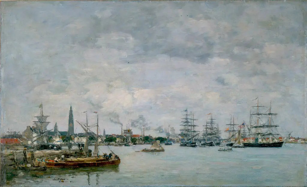 Anvers. Bateaux sur l'Escaut - Eugène Boudin image 1 copie de tableau peinte à la main