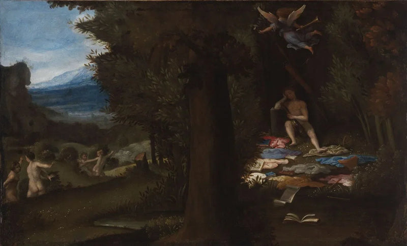 Apollon sovande och de berömda musorna - Lorenzo Lotto