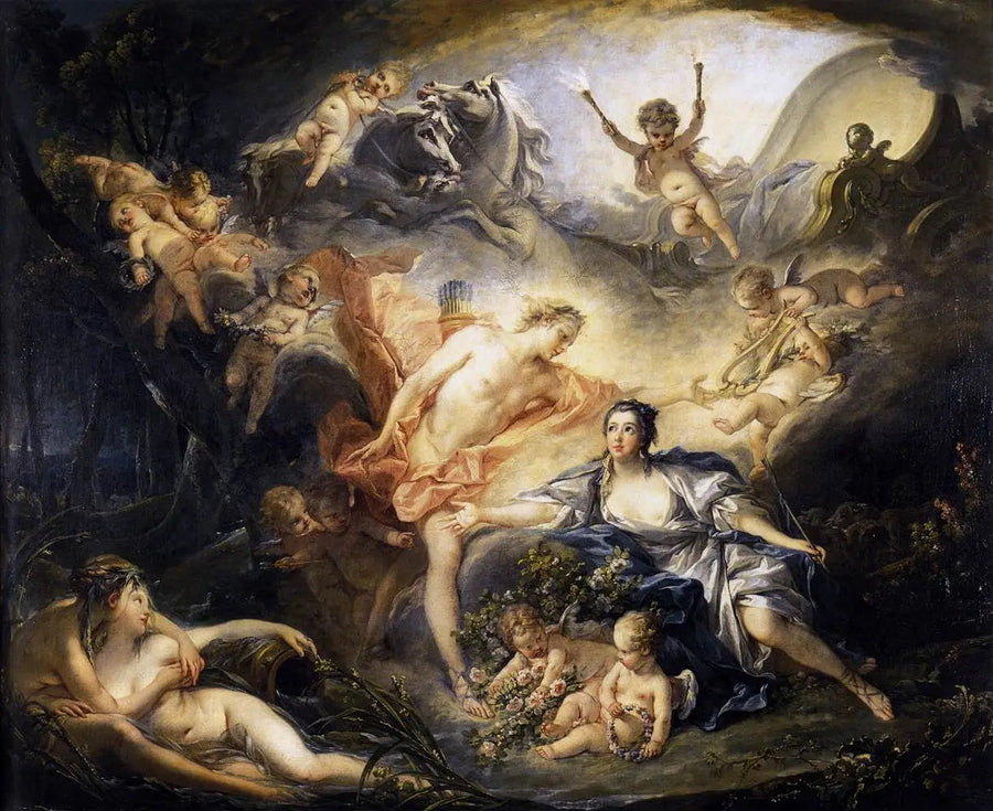 Apollon som avslöjar sin gudomlighet för herden Issé - François Boucher