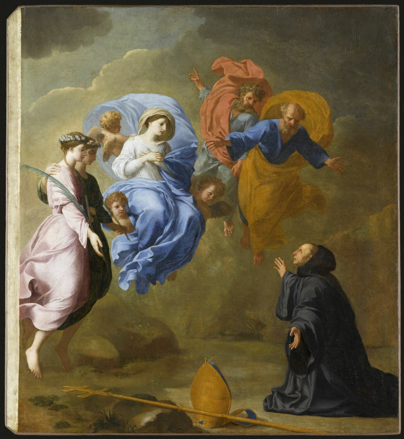 Uppenbarelsen av Jungfru Maria tillsammans med heliga Agnes och heliga Thècle vid Saint Martin - Eustache Le Sueur